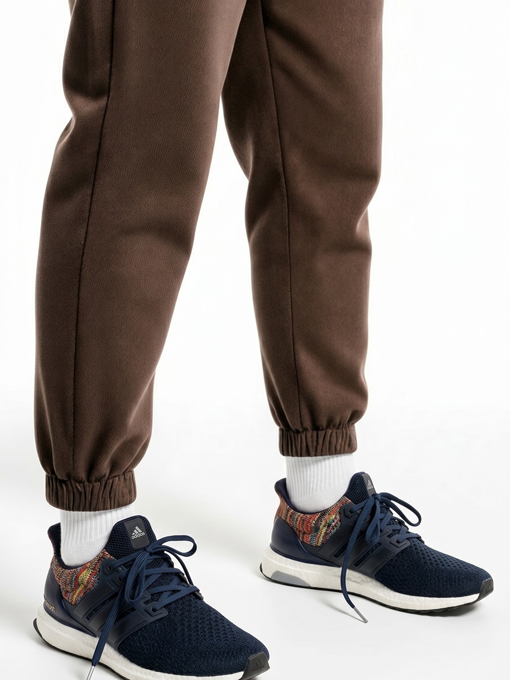 adidas Navy Knit Running Shoes with Multicolor Collar